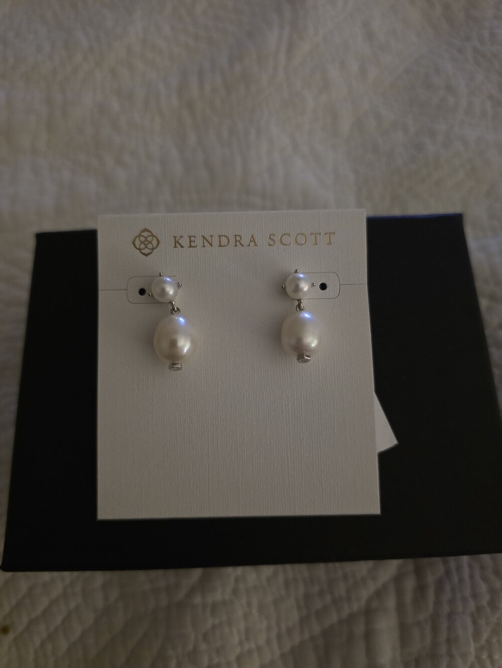 Kendra Scott Silver-Tone Double Pearl Drop Earrings